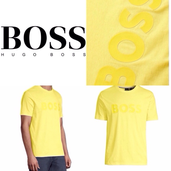 🔥SALE 40%OFF🔥NWT BOSS T-Shirt Size L Bright Yellow - Picture 1 of 6